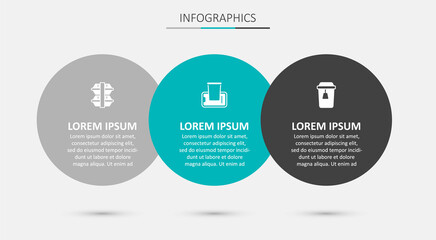 Set Food ordering on mobile, Lunch box and Cup of tea. Business infographic template. Vector