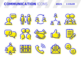 コミュニケーションに関連する2色スタイルのアイコンセット_025