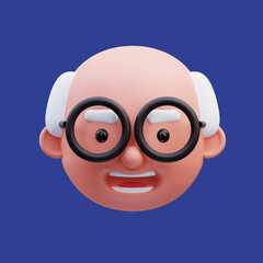 3d rendering of professor avatar icon illustration, back to school