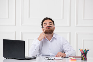 Attention Deficit Hyperactivity Disorder cute brunette young office worker being distracted