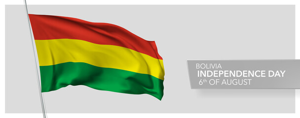 Bolivia happy independence day greeting card, banner vector illustration