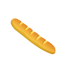 Vector french bread icon. Flat illustration of baguette bread. Healthy bread isolated on white background