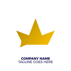 gold crown chat simple professional logo vector design template