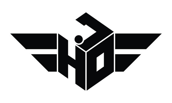 JHO three letter gaming logo in polygon cube shape logo design vector template. wordmark logo | emblem logo | monogram logo | initial letter logo | sports logo | minimalist logo | typography logo |