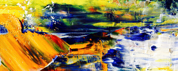 Color texture. Hand drawn oil painting on canvas. Abstract art background. Modern, contemporary art. Colorful canvas. Wall decor background	
