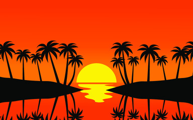Obraz premium palm trees at sunset