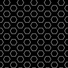 Vector illustration. The texture of the contour hexagon. Black and white geometric seamless pattern. Mosaic abstract background. Hexagonal repeating geometric polygon texture.