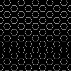 Tapeten Vector illustration. The texture of the contour hexagon. Black and white geometric seamless pattern. Mosaic abstract background. Hexagonal repeating geometric polygon texture. © Alena Lauretskaia