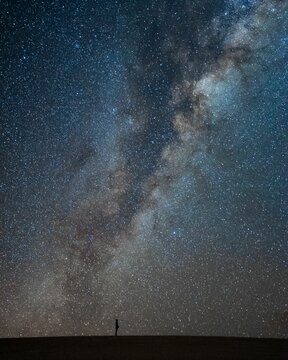 Beautiful shot of a man enjoying a milky way sky