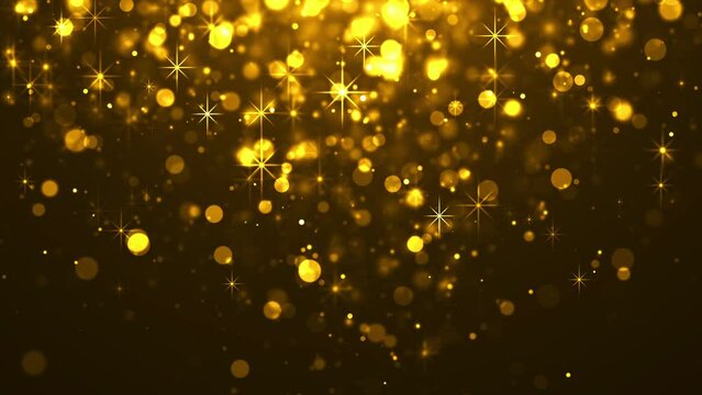 Sparkles gold background with glittering stars and shiny bokeh, 4K Video loop