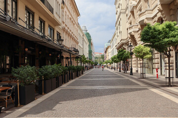 Street of Budapest on a summer sunny day.