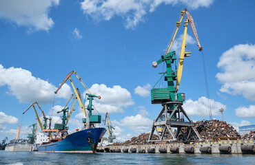Kherson, Ukraine. Cargo ship in the port.