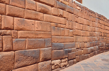 Inca stone wall in Cusco, Peru.