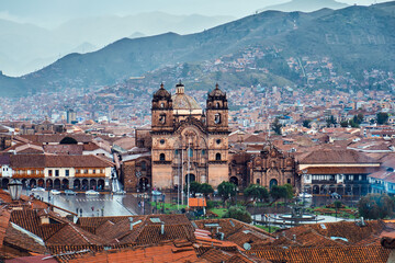 Plaza de Armas in Cusco, Peru. Top view. - 516378403