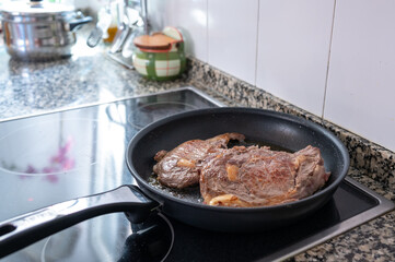 Grilled beef steaks with copy space