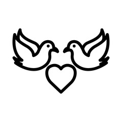 Pigeons icon with heart. Icon related to wedding. line icon style. Simple design editable