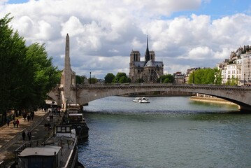 Cathedral of Notre-Dame de Paris viewed from Seine, France