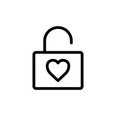 Open lock icon with heart. Icon related to wedding. line icon style. Simple design editable