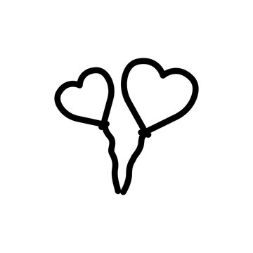 heart balloon icon. Icon related to party. line icon style. Simple design editable