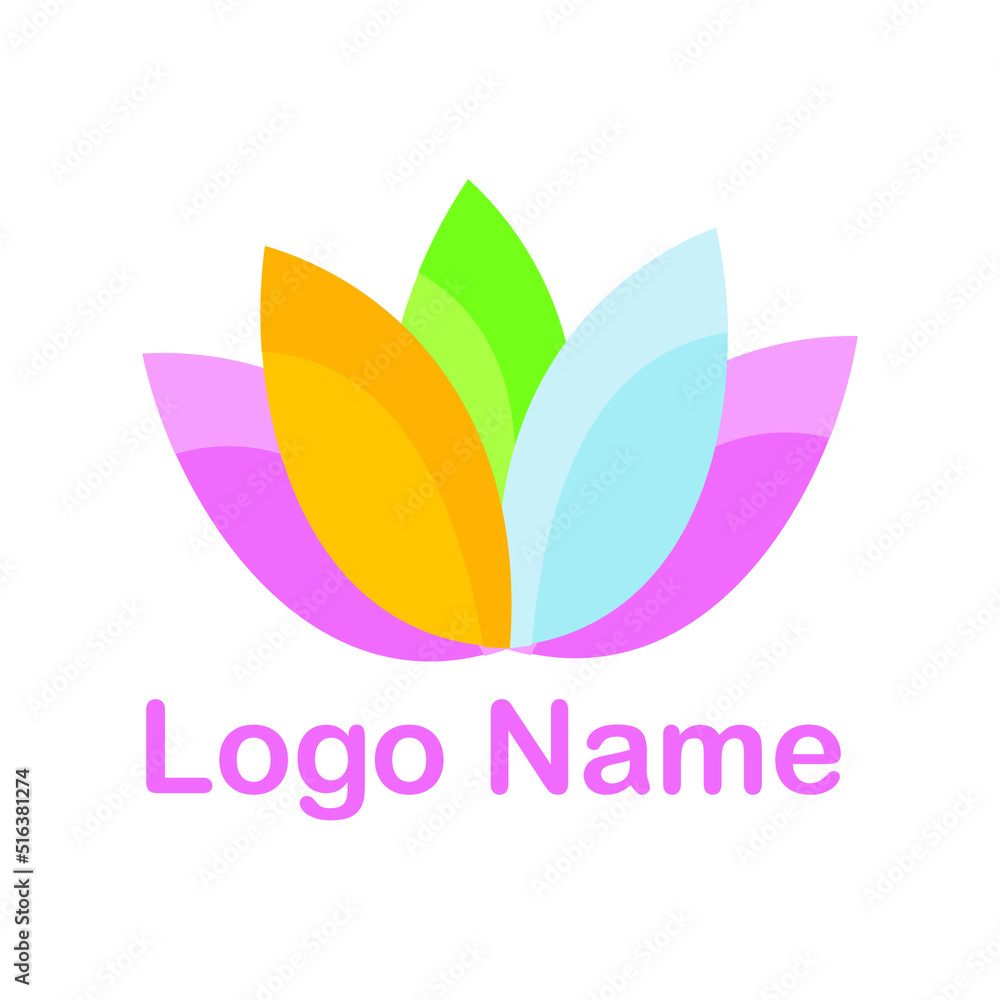 Poster lotus shape vector logo example with a placeholder text.
