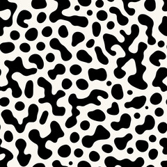 Vector seamless pattern. Modern stylish texture. Repeating geometric tiles with hand-drawn spots. Monochrome organic print. Contemporary graphic design.