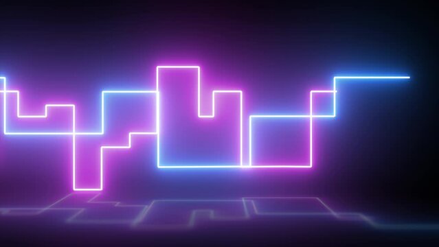 3d render glowing neon lines, abstract background looped animation.
