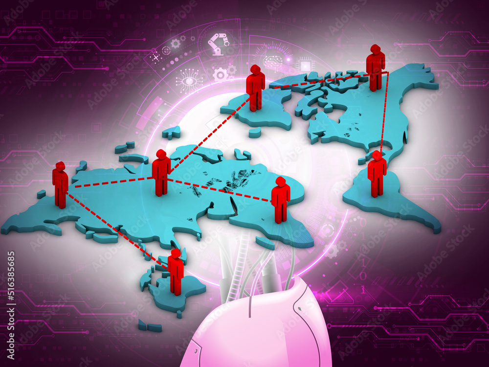 Poster 3d rendering global communication concept