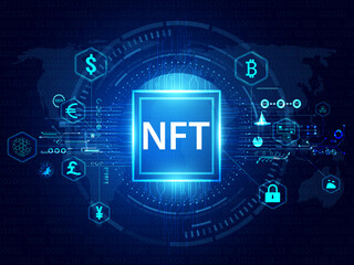 2d illustration NFT in digital background
