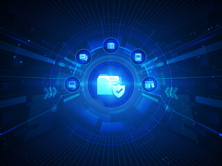 2d illustration Safety concept: Closed Padlock on digital background