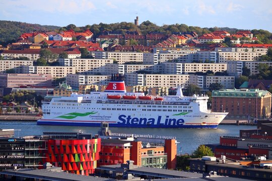 GOTHENBURG, SWEDEN - AUGUST 26, 2018: Stena Line ferry ship Stena Danica in Gothenburg, Sweden. The ship is used on Gothenburg-Frederikshavn (Denmark) line.
