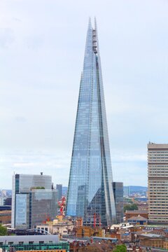 LONDON, UK - JULY 8, 2016: The Shard building in London, UK. The 310 meter tall skyscraper is owned by State of Qatar (95 percent).
