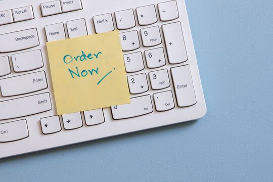 online shopping concept , order now message with keyboard computer