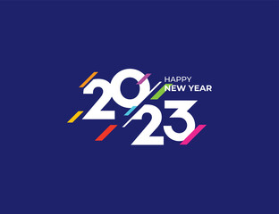 Colorful 2023 New Year logo vector background