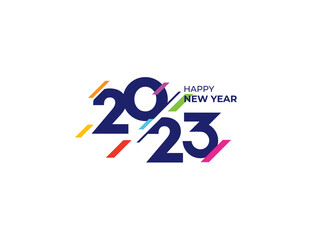 Colorful 2023 New Year logo vector celebration