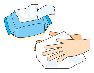 ウェットティッシュ　除菌シート　手を拭く