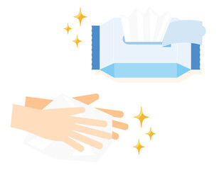 ウェットティッシュ　除菌シート　手を拭く