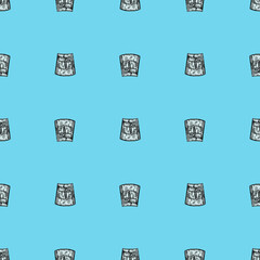 Apron short engraved seamless pattern. Chef pinafore for work to kitchen restaurant or cafe in hand drawn style.