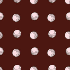 Ball engraved seamless pattern. Vintage sports elements for table tennis hand drawn style.