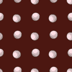 Ball engraved seamless pattern. Vintage sports elements for table tennis hand drawn style.