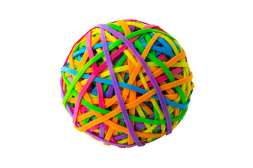 Rubber band ball multi colors isolated on white background.[Clipping path].