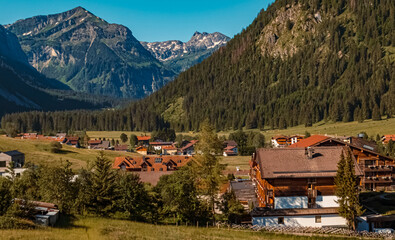 Beautiful alpine summer view at Tannheim, Tannheimer Tal valley, Tyrol, Austria