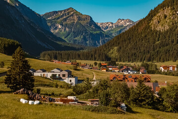 Fototapeta na wymiar Beautiful alpine summer view at Tannheim, Tannheimer Tal valley, Tyrol, Austria