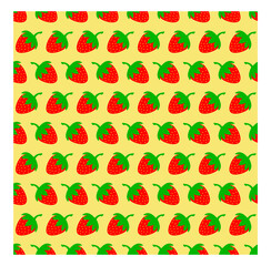 vector pattern with strawberries on a yellow background