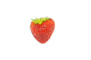 Strawberry isolated. Strawberries with leaf isolate. Whole and half of strawberry on white. Strawberries isolate. Side view strawberries set.