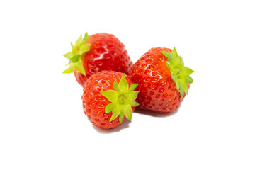 Strawberries group on white background