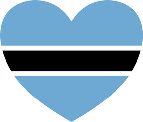 Botswana  flag in heart shape isolated  on png or transparent  background