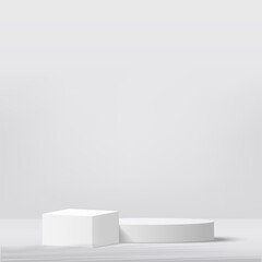 3d white minimal scene for products showcase, promotion display. Vector