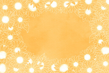 背景素材_水彩風_ひまわり