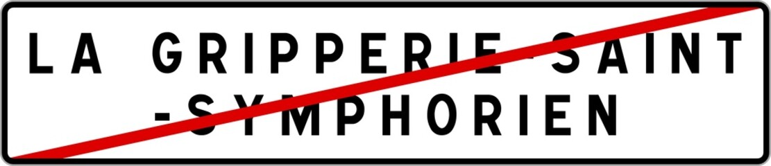 Panneau sortie ville agglomération La Gripperie-Saint-Symphorien / Town exit sign La Gripperie-Saint-Symphorien