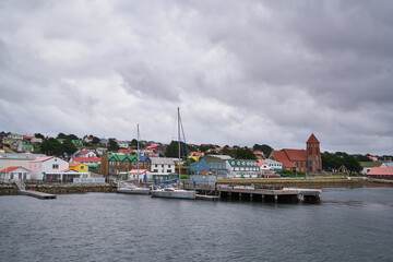 Fototapeta na wymiar View a small port in the Falkland Islands